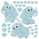 Drei blaue Herzen Elefantenbabies mit