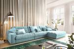 Ecksofa LANA XL Sofa Cord Recamiere Hellblau - Ecke davorstehend rechts