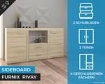 FURNIX Sideboard RIVAY 2F2S Sonoma + LED Eiche Hell Dekor - Eiche Sonoma Dekor