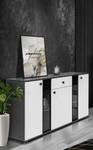 FURNIX Sideboard SARAI Matera-Weiß + LED Glas Weiß