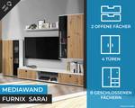 FURNIX Ensemble meubles Sarai avec LED Marron - Imitation chêne - Blanc