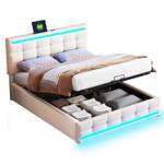 Polsterbett mit 2 USB GLOWLEIN Ⅱ+ Beige