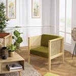 Fauteuil cannage assise Vert - En partie en bois massif - 76 x 78 x 70 cm