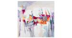 Tableau peint Une lueur d'espoir Rose foncé - Mauve - Bois massif - Textile - 80 x 80 x 4 cm