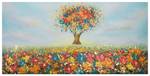 Tableau peint Champ des Facettes Bois massif - Textile - 120 x 60 x 4 cm