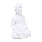 Buddha Figur 40 cm Weiß - Kunststoff - Stein - 24 x 40 x 16 cm