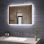 LED Badezimmerspiegel Touch/Wandschalter Silber - Glas - 80 x 60 x 5 cm