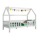 Hausbett Kinderbett Thalassas Ⅴ Braun - Weiß - Holzwerkstoff - Metall - Massivholz - Holzart/Dekor - 97 x 151 x 206 cm