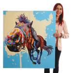 Tableau à l'huile Cheval Textile - 90 x 100 x 3 cm