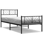 Bettgestell mit Kopf und Fußteil X888 Schwarz - Metall - 105 x 90 x 196 cm