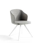 Chaise en tissu et acier blanc Gris - Blanc - Textile - 48 x 82 x 57 cm