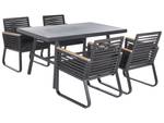 Gartenset CANETTO 5-tlg Schwarz - Braun - Metall - 150 x 76 x 90 cm