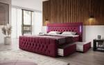 Boxspringbett Charme Rot - Breite: 140 cm - H3