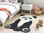 Tapis enfant JINGJING Noir - Blanc - Fourrure véritable - 100 x 1 x 160 cm