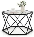 Table Basse en Veree Trempé JV10421DK Noir - Verre - 65 x 40 x 65 cm