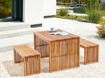 Gartenbank SULZANO 2-tlg Braun - Massivholz - 150 x 45 x 40 cm