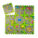 Puzzlematte Straße mit Tieren Grau - Grün - Weiß - Kunststoff - 31 x 1 x 31 cm
