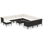 Garten-Sofagarnitur (13-teilig) 3094528 Schwarz - Metall - Polyrattan - 60 x 35 x 60 cm