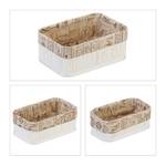 Aufbewahrungskorb 3er Set aus Bambus Beige - Braun - Weiß - Bambus - Holzwerkstoff - Textil - 30 x 12 x 20 cm
