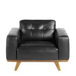 Gepolsterter Sessel Rindsleder Schwarz - Braun - Echtleder - Textil - 112 x 78 x 95 cm