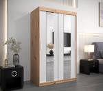 Armoire à portes coulissantes Pole Imitation chêne - Blanc - Largeur : 120 cm - 2 porte