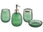 Set accessoires de salle de bain CANOA Vert - Argenté - Verre - 11 x 17 x 11 cm