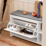 Banc de Rangement à Chaussures FSR119-W Gris - Blanc - Bois manufacturé - 90 x 46 x 24 cm