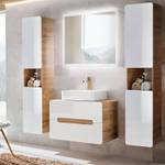 Badezimmer Set in Hochgl. weiß /Eiche Weiß - Holzwerkstoff - 180 x 200 x 46 cm