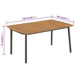 Table à manger Marron - Métal - Bois massif - 90 x 72 x 150 cm