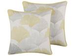 Kissen 2er Set CANDYTUFT Grau - Gelb - Textil - 45 x 12 x 45 cm