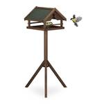 Mangeoire oiseaux extérieur avec support Marron - Vert - Bois manufacturé - Matière plastique - 62 x 120 x 55 cm