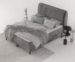 Premium Boxspringbett Lunaro Silber / Grau - Silbergrau - Breite: 211 cm