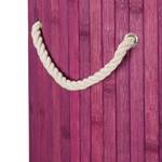 Panier à linge bambou rond Mauve - Blanc - 41 x 41 cm