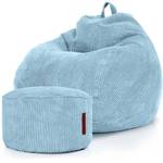 XXL Sitzsack "Scoop" + Hocker aus Cord Hellblau