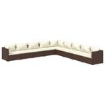 Garten-Lounge-Set (9-teilig) 3013632-26 Braun - Weiß - Metall - Polyrattan - 70 x 61 x 70 cm