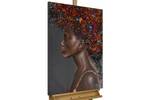Tableau peint à la main Flora's Beauty Noir - Bois massif - Textile - 60 x 90 x 4 cm