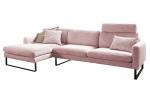 Sofa RICARDA Ecksofa Cord Pink - Ecke davorstehend links - Longchair davorstehend links