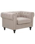 Sessel CHESTERFIELD Beige - Eiche Dunkel - Taupe - 110 x 70 x 75 cm