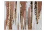 Tableau peint Golden brown Harmony Marron - Blanc - Bois massif - Textile - 100 x 75 x 4 cm