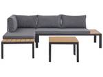 Lounge Set PIENZA 3-tlg Schwarz - Braun - Grau - Kunststoff - 238 x 76 x 168 cm