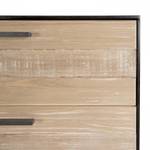 Chevet 2 tiroirs Beige - En partie en bois massif - 40 x 51 x 56 cm