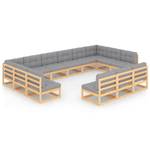 Garten-Lounge-Set (13-teilig) 3009761-2 Grau - Holz