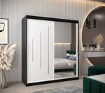 Armoire à portes coulissantes york 2 Noir - Blanc - Largeur : 180 cm - 2 porte