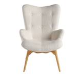 Fauteuil rembourré en tissu capitonné Beige - Textile - 70 x 92 x 80 cm