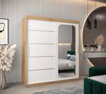 Armoire à portes coulissantes promo v2 Imitation chêne - Blanc - Largeur : 180 cm - 2 porte