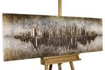 Tableau en bois Frequency 1000 Beige - Marron - En partie en bois massif - 144 x 44 x 8 cm