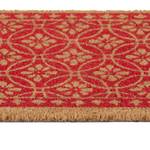 Tapis en coco avec motif floral Marron - Rouge - Fibres naturelles - Matière plastique - 60 x 2 x 40 cm