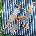 Picknickdecke mit Streifen blau Blau - Weiß - Metall - Kunststoff - Textil - 200 x 1 x 200 cm