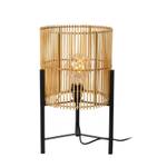 Dekorative Tischleuchte JANTINE Braun - Metall - Kunststoff - Rattan - 15 x 46 x 15 cm