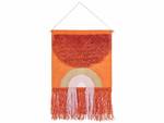 Suspension murale en tissu KAMALIA Marron - Orange - Rose foncé - Blanc - Fibres naturelles - 58 x 112 x 4 cm